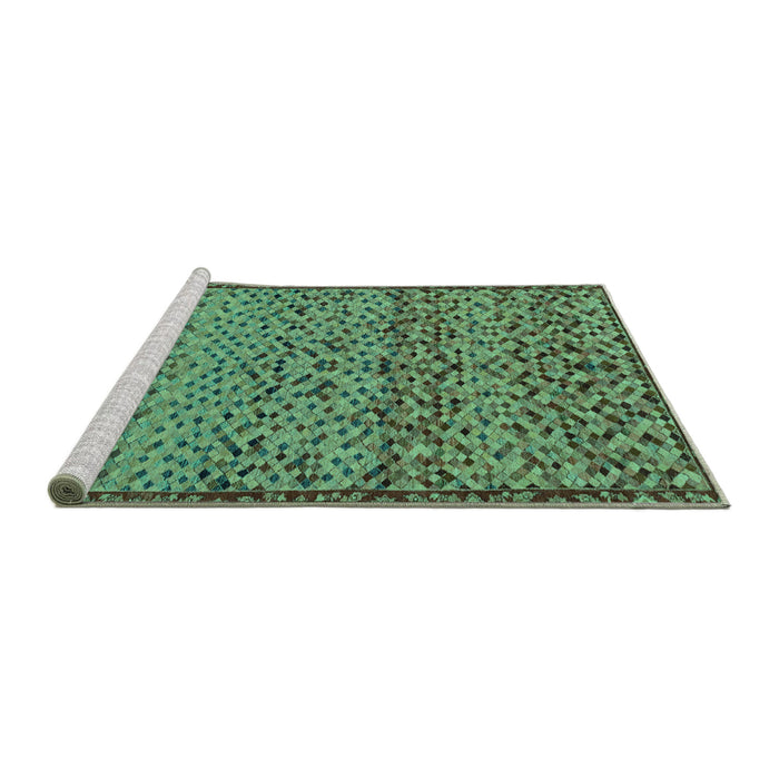 Sideview of Machine Washable Abstract Turquoise Modern Area Rugs, wshabs1709turq
