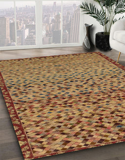 Abstract Gold Modern Rug in Family Room, abs1709