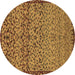 Round Machine Washable Abstract Brown Modern Rug, wshabs1709brn