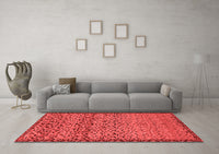 Machine Washable Abstract Red Modern Rug, wshabs1709red