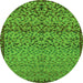 Round Machine Washable Abstract Green Modern Area Rugs, wshabs1709grn