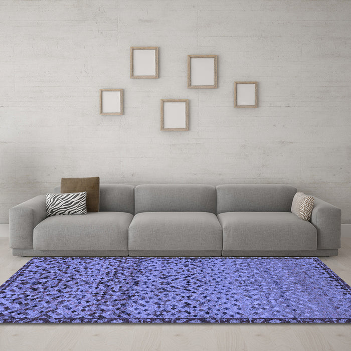 Machine Washable Abstract Blue Modern Rug in a Living Room, wshabs1709blu