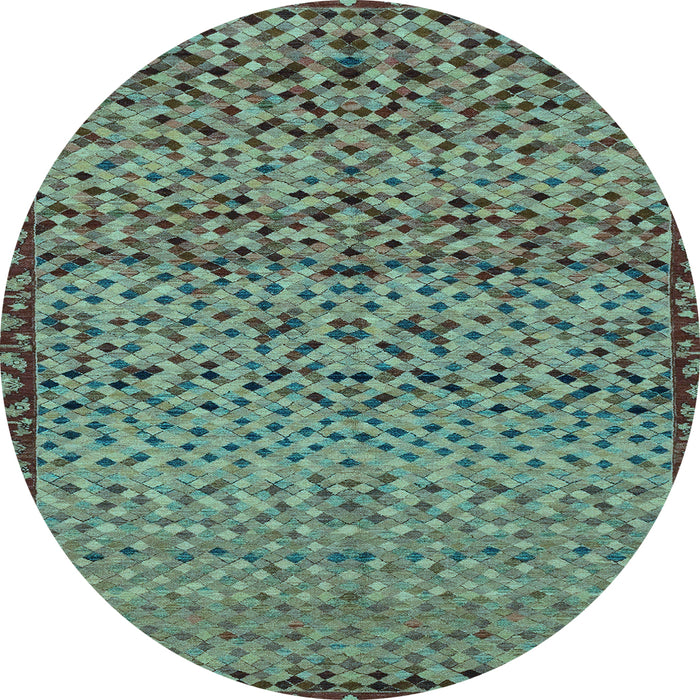 Round Abstract Light Blue Modern Rug, abs1709lblu