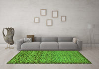 Machine Washable Abstract Green Modern Rug, wshabs1709grn