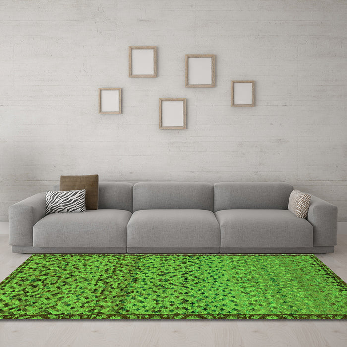 Machine Washable Abstract Green Modern Area Rugs in a Living Room,, wshabs1709grn