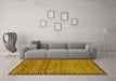 Machine Washable Abstract Yellow Modern Rug in a Living Room, wshabs1709yw