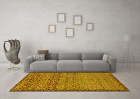 Machine Washable Abstract Yellow Modern Rug, wshabs1709yw