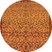 Round Abstract Orange Modern Rug, abs1709org