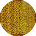 Round Abstract Yellow Modern Rug, abs1709yw