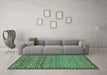 Machine Washable Abstract Turquoise Modern Area Rugs in a Living Room,, wshabs1709turq