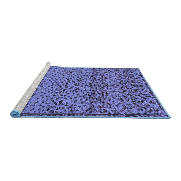 Sideview of Machine Washable Abstract Blue Modern Rug, wshabs1709blu