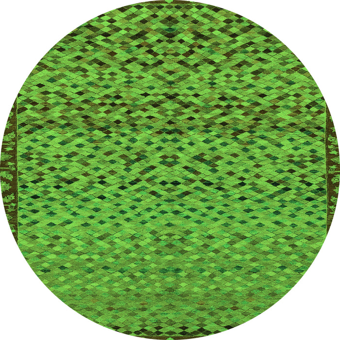 Round Abstract Green Modern Rug, abs1709grn