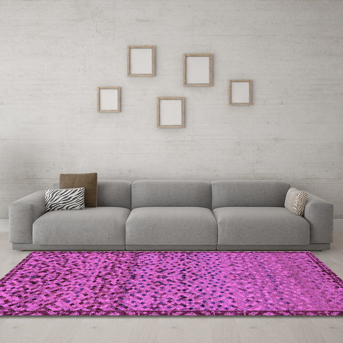 Machine Washable Abstract Purple Modern Area Rugs in a Living Room, wshabs1709pur