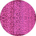 Round Machine Washable Abstract Pink Modern Rug, wshabs1709pnk