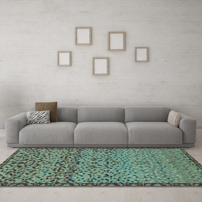Machine Washable Abstract Light Blue Modern Rug in a Living Room, wshabs1709lblu