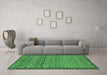 Machine Washable Abstract Emerald Green Modern Area Rugs in a Living Room,, wshabs1709emgrn