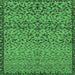 Square Machine Washable Abstract Emerald Green Modern Area Rugs, wshabs1709emgrn