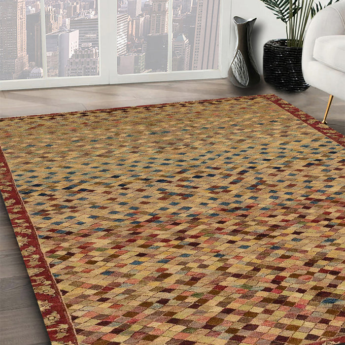 Machine Washable Abstract Gold Rug in a Family Room, wshabs1709