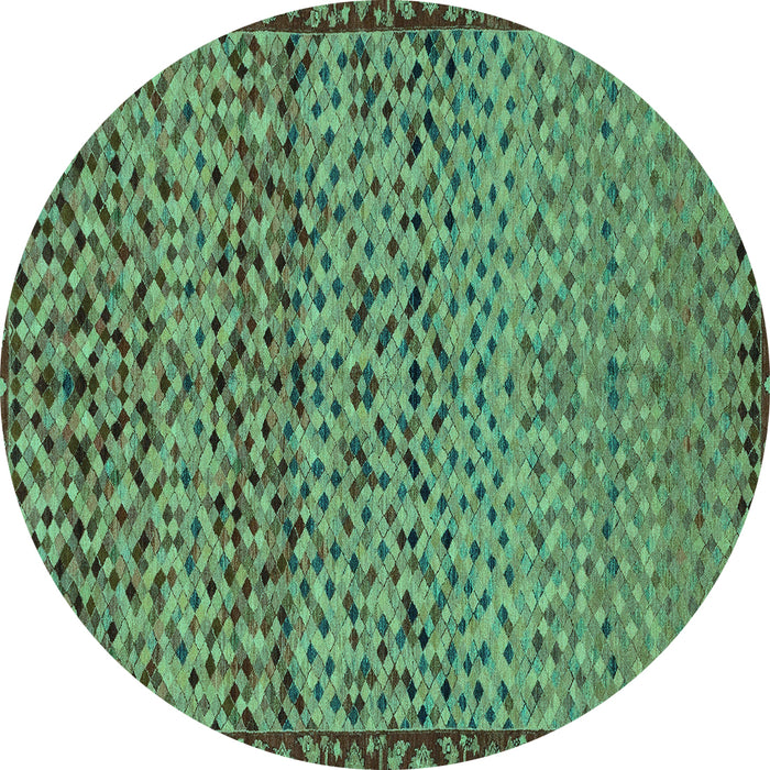 Round Abstract Turquoise Modern Rug, abs1709turq