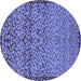 Round Machine Washable Abstract Blue Modern Rug, wshabs1709blu