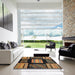 Square Abstract Bronze Brown Modern Rug in a Living Room, abs170