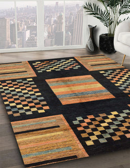 Abstract Bronze Brown Modern Rug in Family Room, abs170