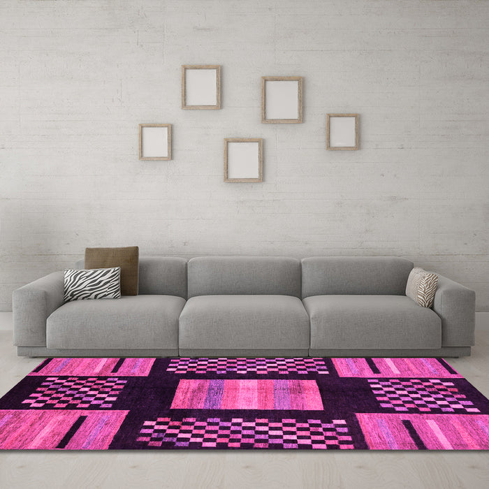 Machine Washable Abstract Pink Modern Rug in a Living Room, wshabs170pnk