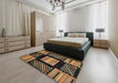 Abstract Bronze Brown Modern Rug in a Bedroom, abs170