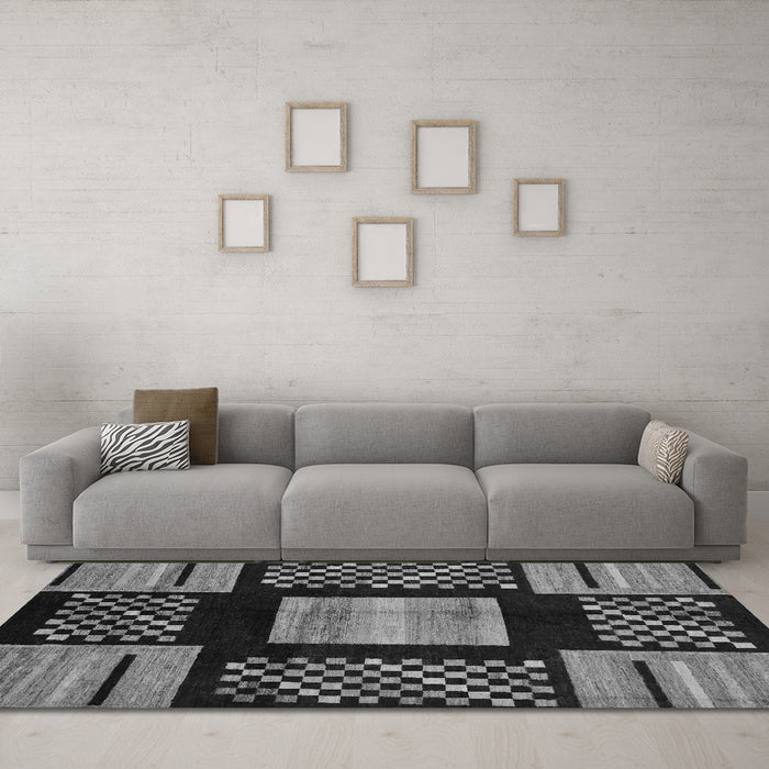 Machine Washable Abstract Gray Modern Rug in a Living Room,, wshabs170gry