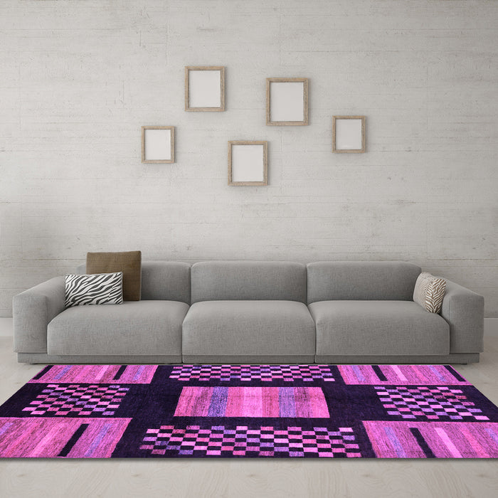 Machine Washable Abstract Purple Modern Area Rugs in a Living Room, wshabs170pur