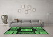 Machine Washable Abstract Emerald Green Modern Area Rugs in a Living Room,, wshabs170emgrn