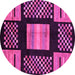 Round Machine Washable Abstract Pink Modern Rug, wshabs170pnk