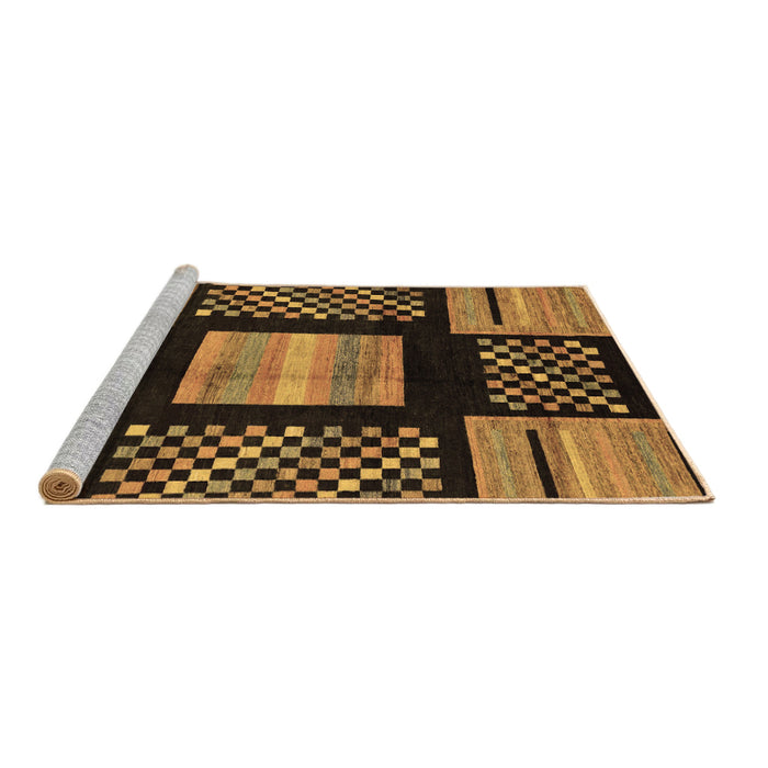 Sideview of Machine Washable Abstract Brown Modern Rug, wshabs170brn
