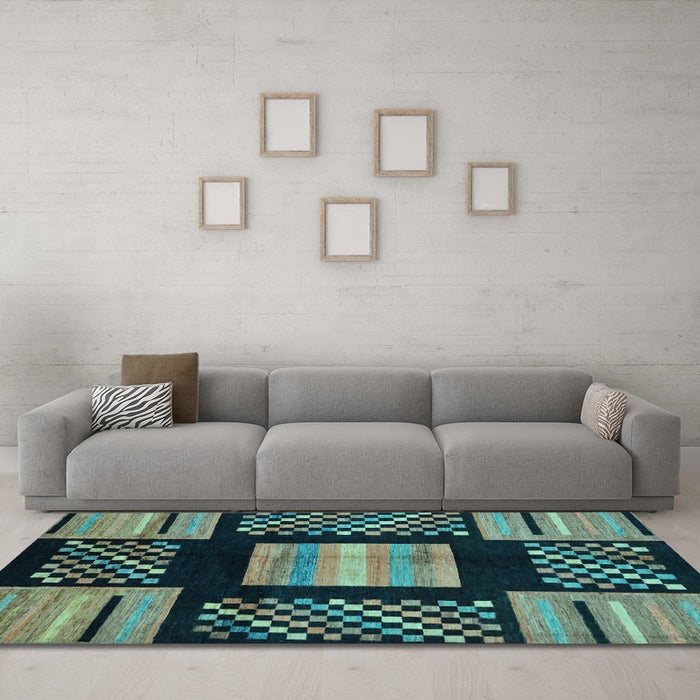 Machine Washable Abstract Light Blue Modern Rug in a Living Room, wshabs170lblu