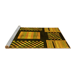 Sideview of Machine Washable Abstract Yellow Modern Rug, wshabs170yw