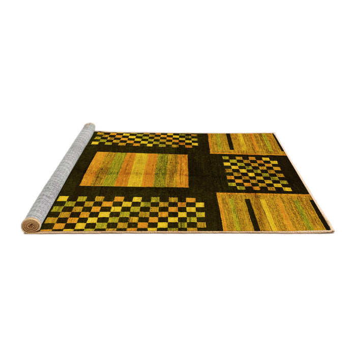 Sideview of Machine Washable Abstract Yellow Modern Rug, wshabs170yw