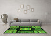 Machine Washable Abstract Green Modern Area Rugs in a Living Room,, wshabs170grn