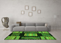 Machine Washable Abstract Green Modern Rug, wshabs170grn