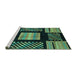 Sideview of Machine Washable Abstract Turquoise Modern Area Rugs, wshabs170turq