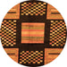 Round Abstract Orange Modern Rug, abs170org