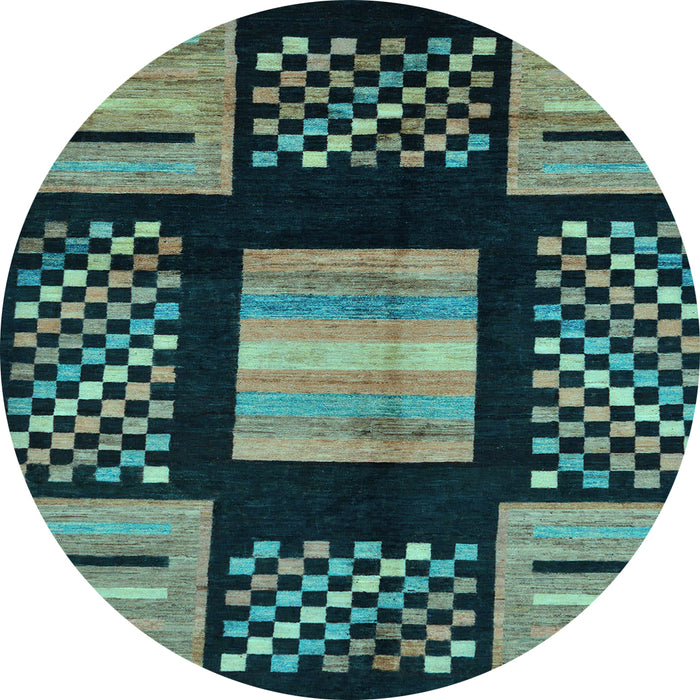 Round Abstract Light Blue Modern Rug, abs170lblu