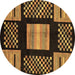 Round Abstract Brown Modern Rug, abs170brn