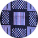 Round Abstract Blue Modern Rug, abs170blu