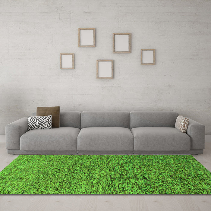Machine Washable Abstract Green Modern Area Rugs in a Living Room,, wshabs1710grn