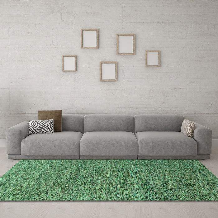 Machine Washable Abstract Turquoise Modern Area Rugs in a Living Room,, wshabs1710turq