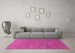 Machine Washable Abstract Pink Modern Rug in a Living Room, wshabs1710pnk