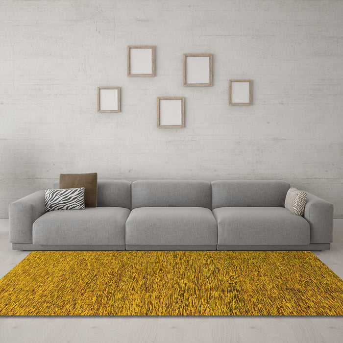 Machine Washable Abstract Yellow Modern Rug in a Living Room, wshabs1710yw