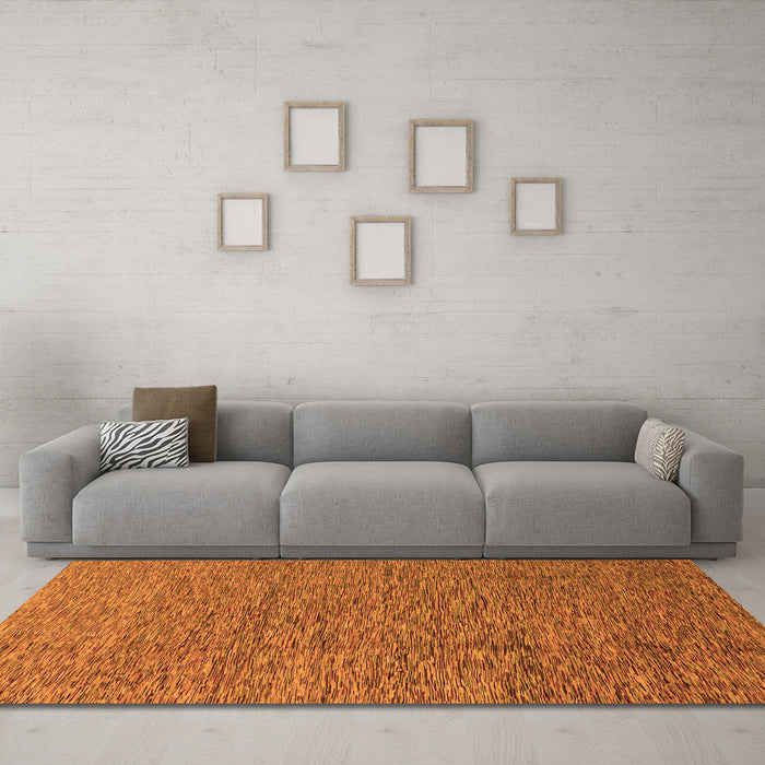 Machine Washable Abstract Orange Modern Area Rugs in a Living Room, wshabs1710org