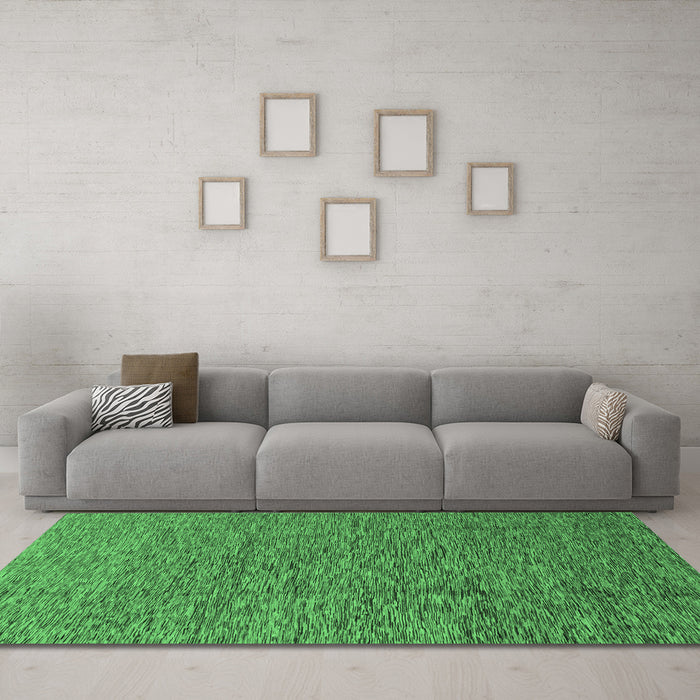 Machine Washable Abstract Emerald Green Modern Area Rugs in a Living Room,, wshabs1710emgrn