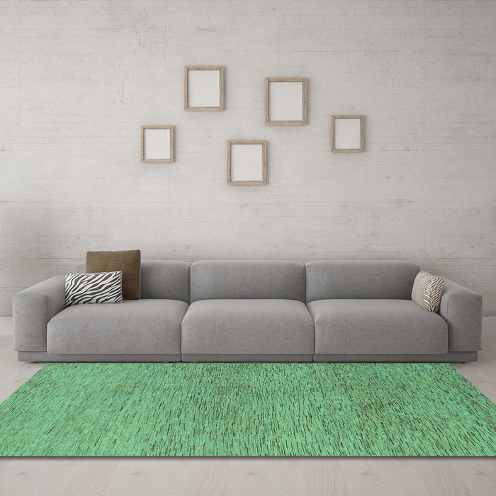 Machine Washable Abstract Turquoise Modern Area Rugs in a Living Room,, wshabs1711turq